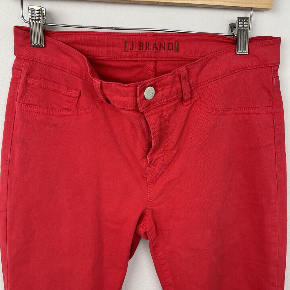 J BRAND Skinny Leg Brt Red Bright Low Rise Jeans Size 28 Denim USA - Picture 3 of 11